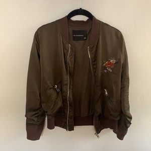 Olive green floral bomber